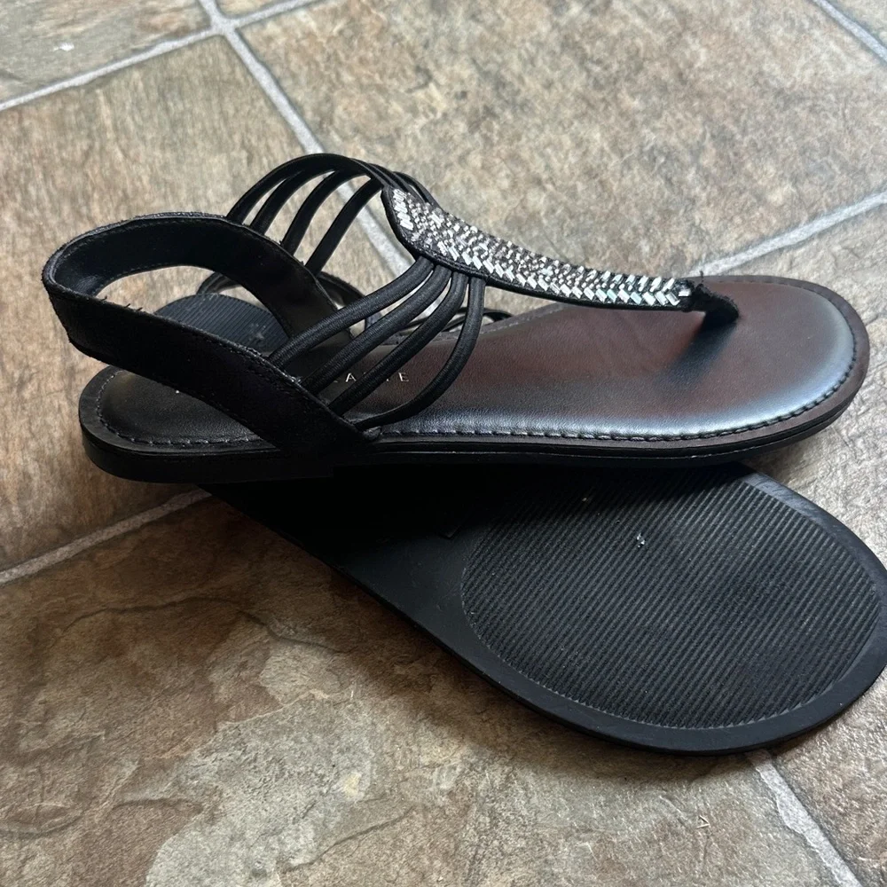 Kelly & Katie Black Sandals with Sparkling Accents - Picture 4 of 5